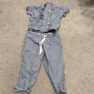 Serena & Lily Navy and White Striped Pajama set